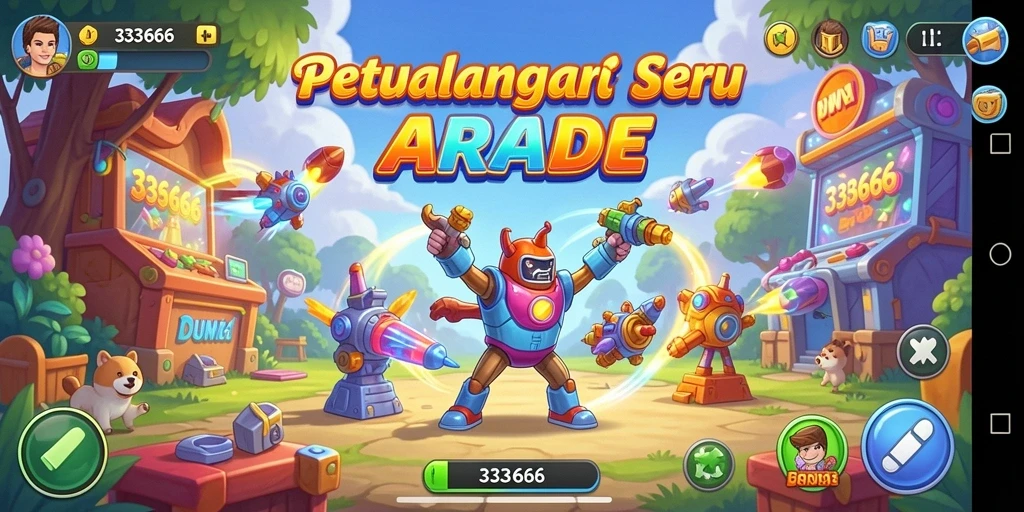 Tampilan gameplay seru dengan warna-warna cerah di 333666.