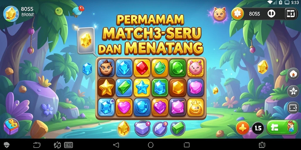 Screenshot gameplay menunjukkan serunya permainan Match-3.