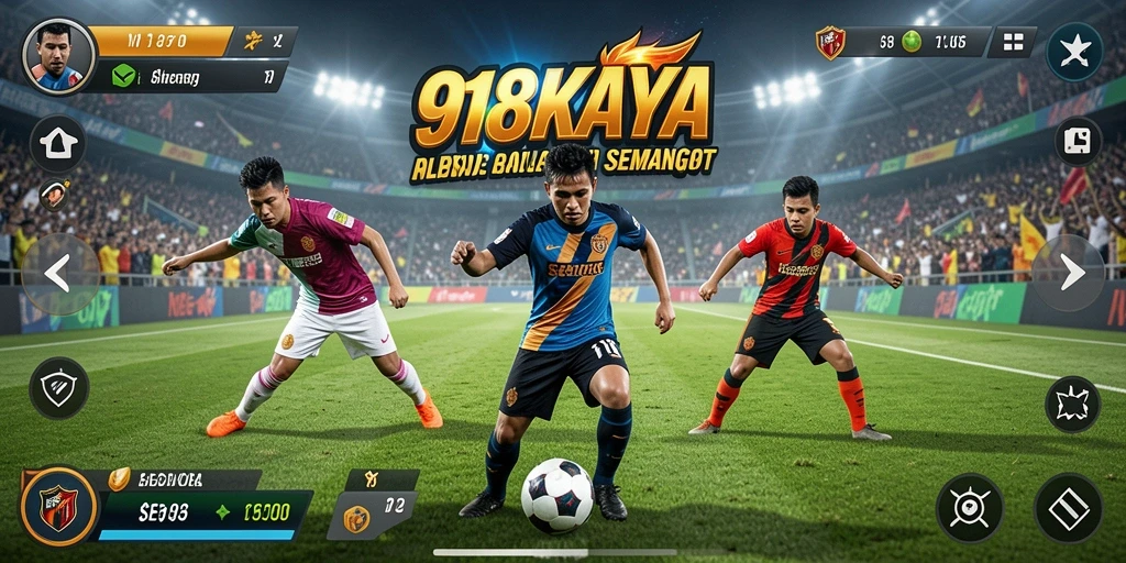 Tangkapan layar utama menunjukkan aksi seru dalam permainan sepak bola.