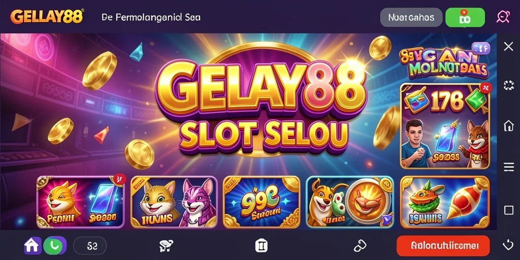 Tampilan seru dari gameplay slot di GELAY88 yang penuh warna.