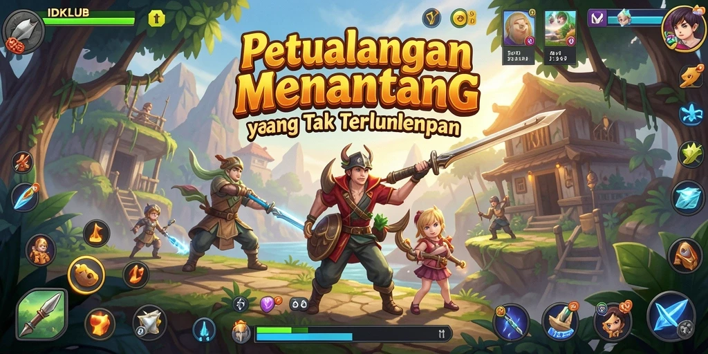 Screenshot menunjukkan gameplay petualangan seru di IDKLUB.