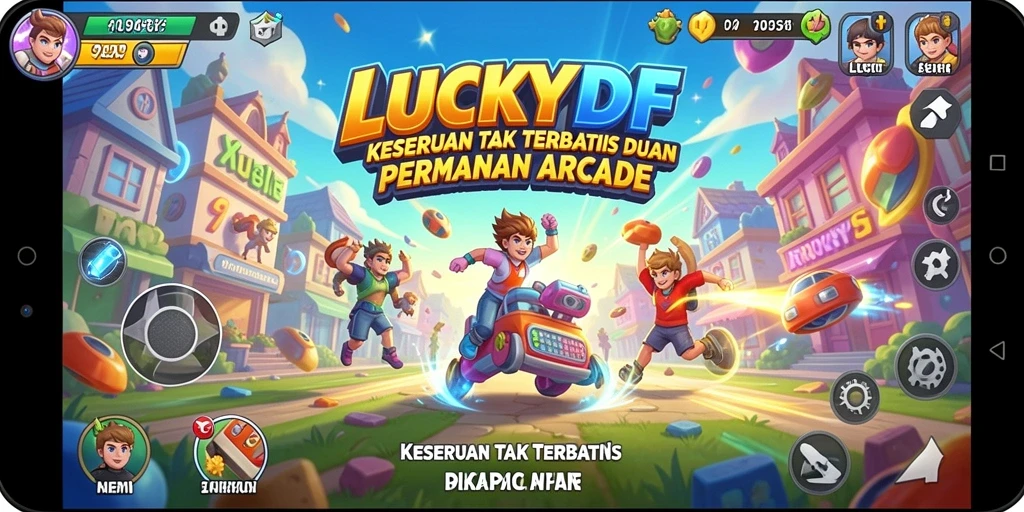 Gambaran gameplay seru LUCKYDF dalam aksi Arcade yang menghibur.