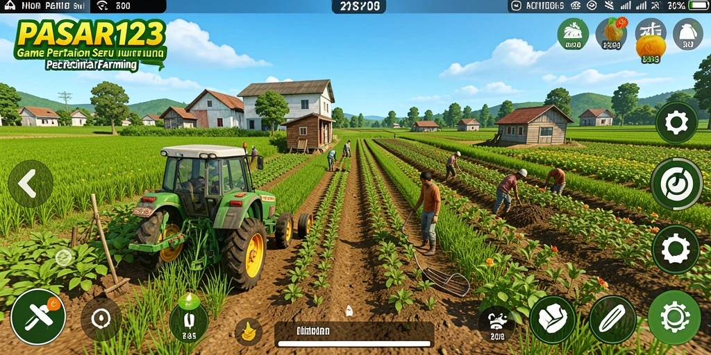 Tangkapan layar dari gameplay PASAR123 yang menunjukkan proses bertani yang menyenangkan.