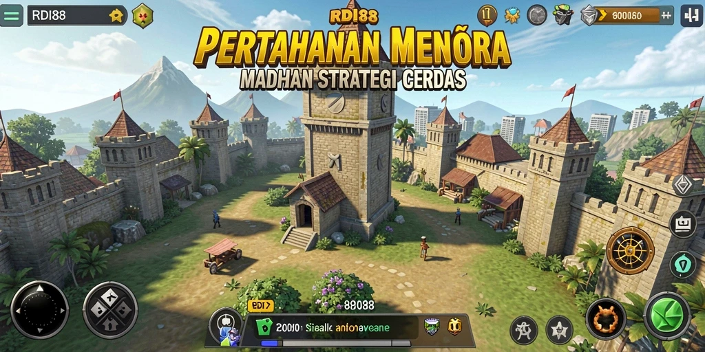 Screenshot dari gameplay RDI88 menunjukkan aksi Tower Defense yang intens.