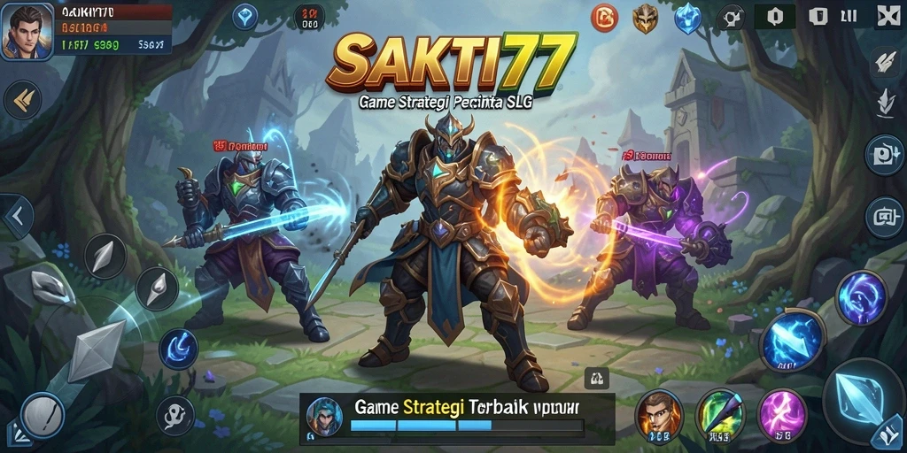 Tangkapan layar menampilkan pertempuran strategis dalam SAKTI77.