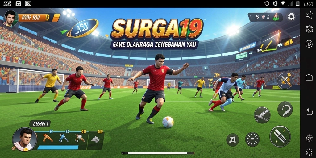 Tampilan gameplay seru dalam SURGA19 dengan aksi olahraga yang mendebarkan.