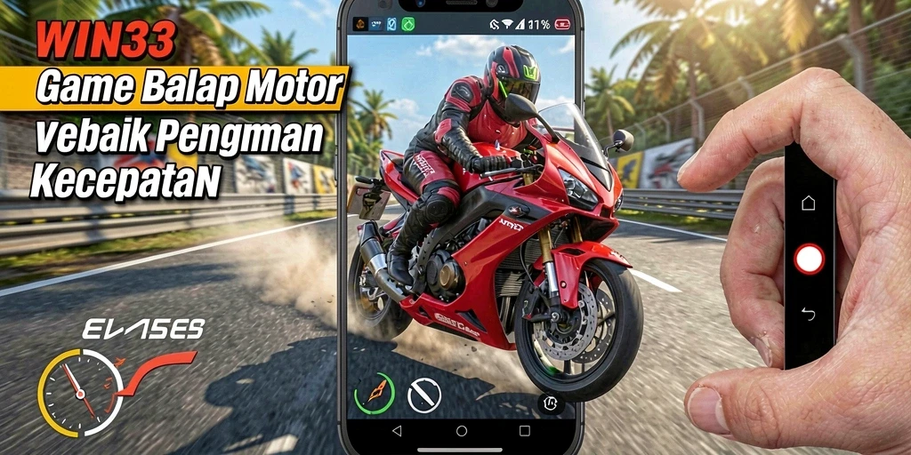 Tampilan gameplay yang mendebarkan dalam balapan motor.
