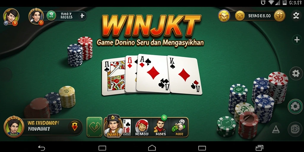 Screenshot WINJKT menampilkan gameplay domino yang menarik dan interaktif.