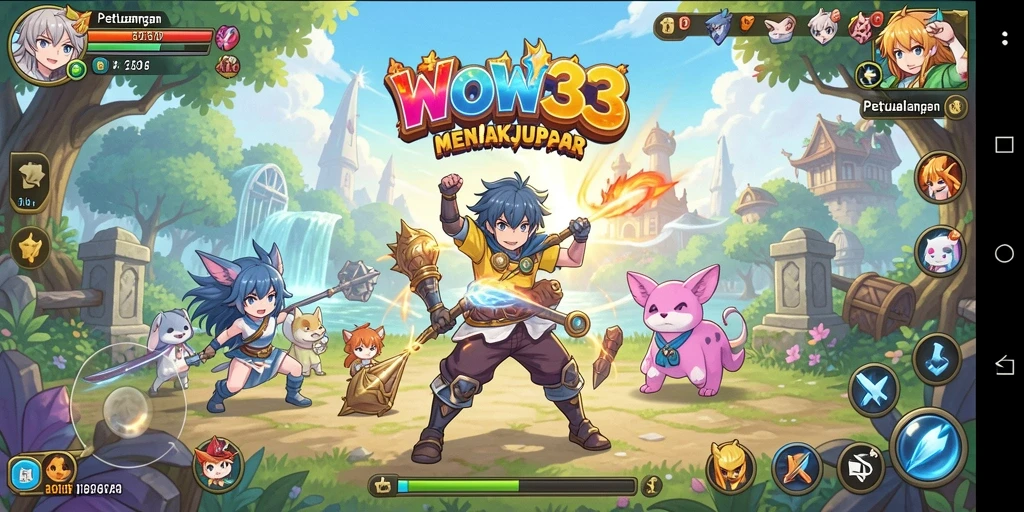 Screenshot gameplay WOW33 dengan karakter Anime yang menarik.